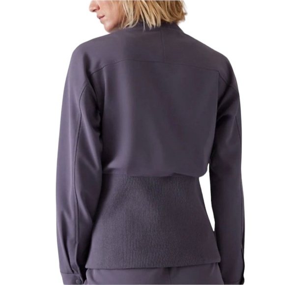 Athleta stride purple jacket. Zipper pockets, fully lined knit detail on back. - Picture 2 of 7